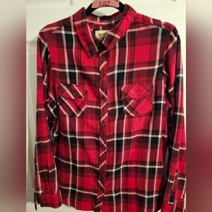 Arizona Jean Company Red and Black Checkered Button-Down Shirt